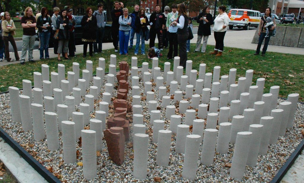 Leading individuals on a tour of  the public sculpture project I oversaw from 2006-2014 at Georgetown College. Work by Huff.